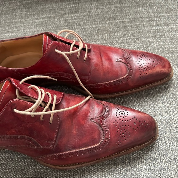 SANTOS BY CARLOS SANTOS Men’s Size 9 Brown Leather Oxford Wingtip Shoes - Picture 3 of 11